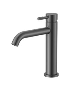 STRIA MITIGEUR LAVABO – DÉMARRAGE À FROID – POIGNÉE AVEC STRUCTURE STRIÉE RAFFINÉE – SANS BONDE – GUNMETAL (PVD)