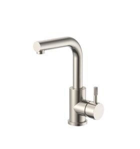 STRIA – Mitigeur Lavabo-Évier en Acier Inox Brossé - Bec Droit Mobile Sans Bonde